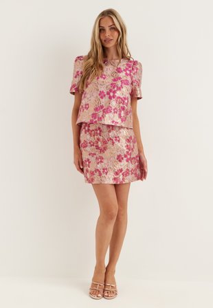 Pieces - Pcamelia Ss Jaquard Top - Raspberry Radiance