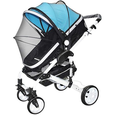 Universelt myggnett for barnevogn, myggnett for barnevogn - Sammenleggbart myggnett for barnevogn, insektbeskyttelse for spedbarn, vaskbart (svart)