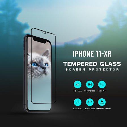 1-Pack IPHONE 11 / XR Skærmbeskyttelse - Hærdet Glas 9H - Super kvalitet 3D