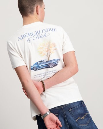 Abercrombie AFB AUTO CLUB TEE Wit T-shirts Jongens - Kids Brand Store