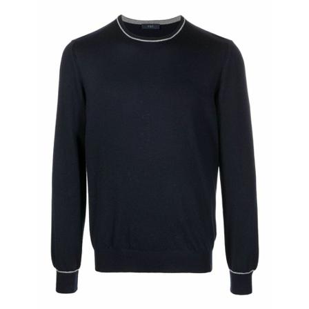 Fay, Round-neck Knitwear Blauw, Heren, Maat:L