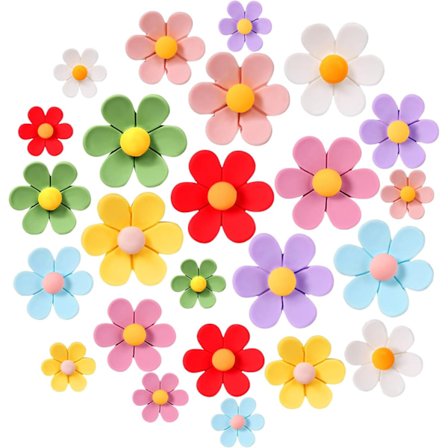 24 stk Blomsterkjøleskapsmagneter, Fargerike Søte 3D-kjøleskapsmagneter Magnetisk Kjøleskapsdekorasjon for Kjøkkenoppbevaringsskap Whiteboard