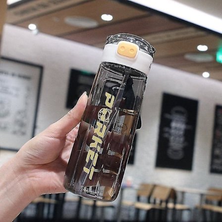 Water Bottle Plastic Water Sports With Straw With Rope Handle Scale Transparent Lady Adult Student Water Bottle Cup