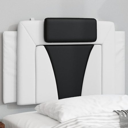 Headboard Cushion "Viana" White and Black 80 cm Faux Leather