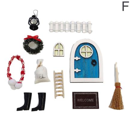 1:12 Elf Door Christmas Deco Hat Krans Träd Present Fairy Miniatur