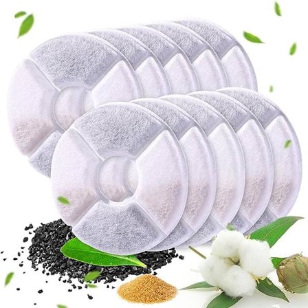 Filter för kattvattenfontäner, 10 st runda ersättningsfilter för hund-/kattvattenfontäner, fontänfilter för husdjur med aktivt kol