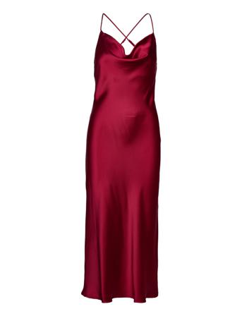 Objsateen S/L Midi Dress A Fair Div Dresses Evening Dresses Burgundy Object