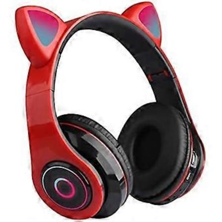 S p t kissankorvat langattomat kuulokkeet, Bluetooth 5.0 ylikorvat kuulokkeet 7 v rill LED-valolla Taitettava nenvoimakkuuden s t (Punainen)