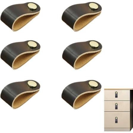 6 kappaletta nahkakahvoja, nahkaiset kaappikahvat, herkät nahkakahvat, nahkaiset keittiökaappikahvat, nahkaiset kaappikahvat, kaapin nuppiin kaappiin 