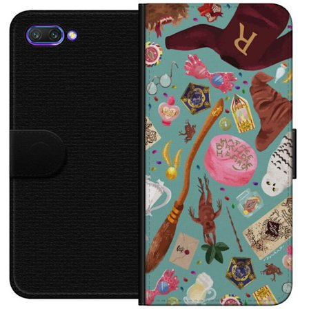 Kompatibelt Plånboksfodral till Honor Honor 10 Magisk illustration med trollstav, hatt och fantasiföremål i lekfull sagostil