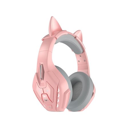 Gamingheadset med avtagbar stereomikrofon Bluetooth 5.3 Trådlös Endast för Laptop/Mobiltelefon/Surfplatta Rosa YEMAESRE