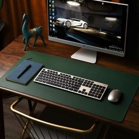 XJ Skrivematte 80x40cm PU Lær Mørkegrønn