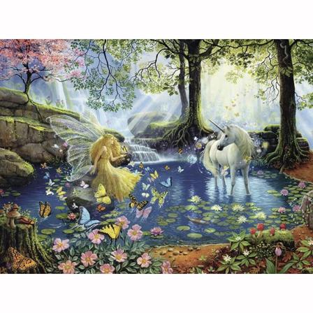 Diamond Painting 5d Diy Diamant Målning Elf Girl Och Unicorn 30x40cm