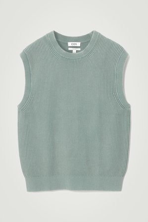 COS Männer Strick Pullunder Mit Acid Waschung in Grün