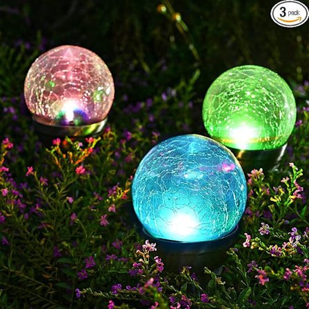Solcellelys utendørs hagedekorasjon, LED-hagelys med sprukket glasskule, perfekt juledekorasjon, solcelled Halloween/julelys for sti, hage, uteplass