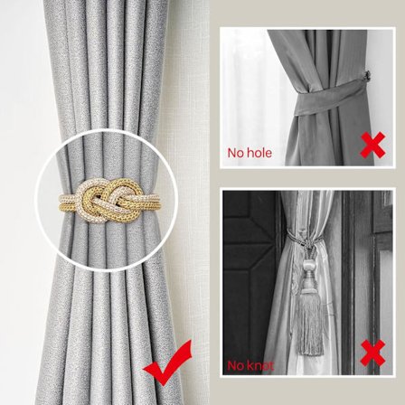 2-pakning Mini Magnetiske Gardinbånd Nordisk Enkel Stil Draperibånd Elegant Håndvevd Tauknute Dekorativ Gardinholder (Gull & Beige)