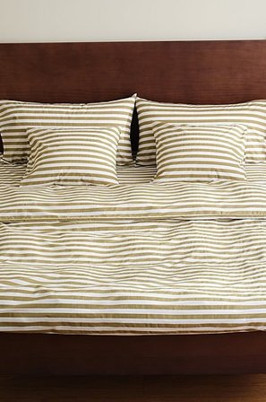 Jotex - Påslakanset Dubbelsäng Ekologisk Olivgrön/vit KAYO - Köp Dubbelsäng hos Jotex