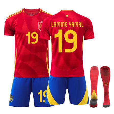 Lamine Yamal 19 Spanien EM-hemmatröja senaste vuxna barnfotbollströja för den nya säsongen Home 24