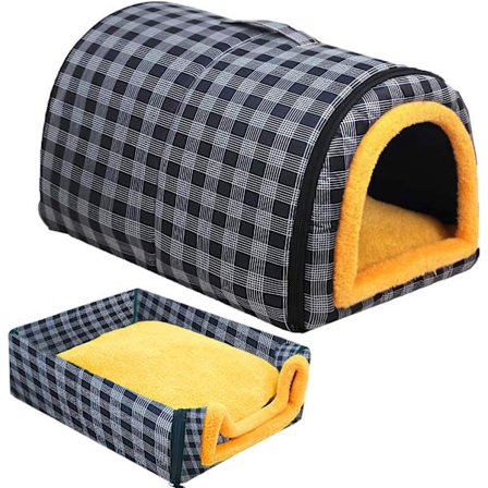 2-i-1 Konvertibel Grå Kjæledyrseng for Katter & Små Hunder – Vannavstøtende Stoff, Myk Plysjpute, Innendørs & Utendørs Bruk