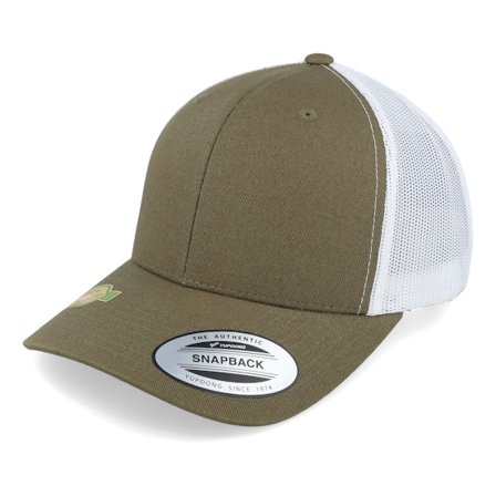 Yupoong - Grønn trucker Caps - Classic Olive/White Recycled Trucker @ Hatstore