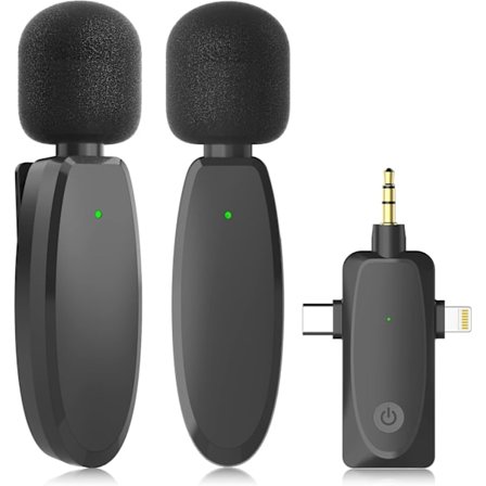 2025 Senaste Modell Trådlös Lavalier Slagsmickrofon för iPhone, Android, Kamera, Mini Professionell Trådlös Mikrofon Plug-Play 2.4G Ultra Låg