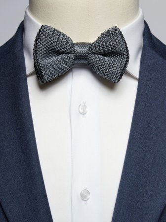 John Henric Men's Grey Knitted Bow Tie Size Pre-tied