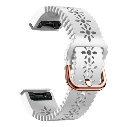 För Garmin Fenix 7S/6S Pro/5S Plus/Instinct 2S ihålig blomma mönster silikon klockarmband justerbar snabbkoppling mjuk rem ersättning