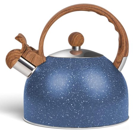 2,5L Fløjtende tekedel i rustfrit stål til komfur, blå