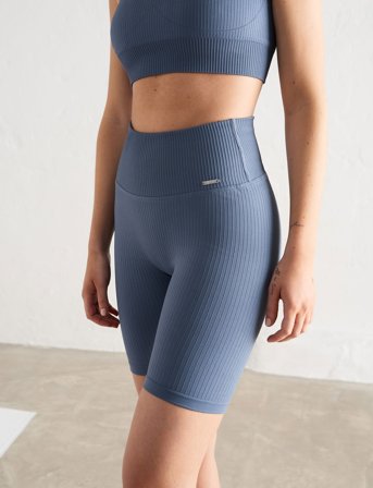 aim ́n Ribbed Seamless Biker Shorts - Blue - XS