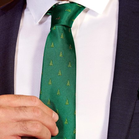 Cravate verte à motifs de sapins de Noël pour hommes - Cravates de Noël