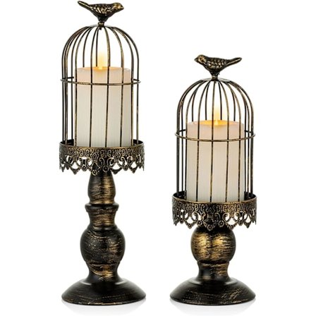Svart- S+L Vintage Fågelbur Ljusstake, Bröllopsbord Dekorativa Ljusstakar, Smidesjärn Snidade Ljusstake Prydnader