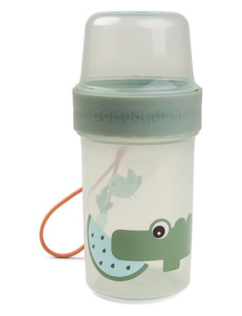 Done by Deer To Go 2-Way Snackbøtte L Croco Grøn - Green - Ø8X H 16.5CM