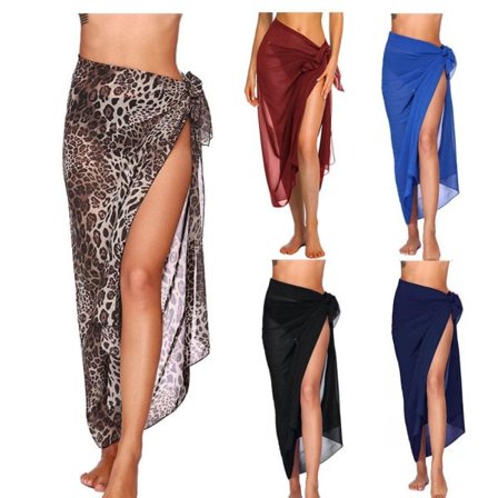 Lang Sarong Cover Up Kvinder Chiffon Strand Wrap BLÅ blå