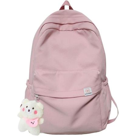 Æstetisk Rygsæk Sød Kawaii Rygsæk Skoleartikler Laptop Taske Til Teenagere Piger Kvinder Studerende Ensfarvet, Pink (FMY)