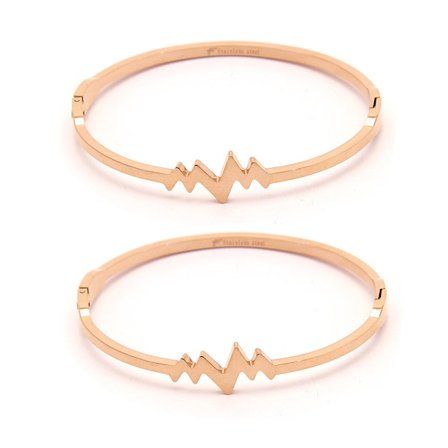 2 st Armband Heartbeat Link Solid - Rosa Guld