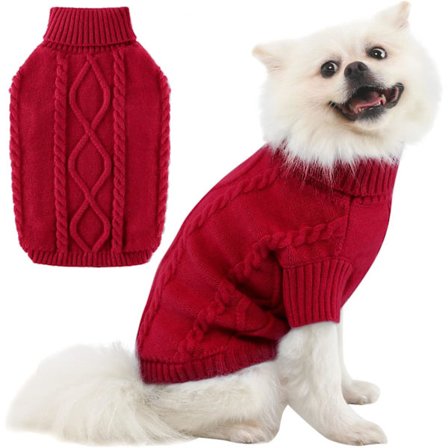 Hundetrøje til små hunde - Rullekrave - Kæledyrsbeklædning - Strikket