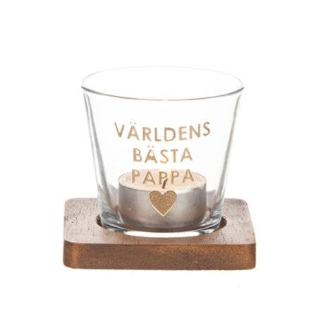 Ljuslykta på träfat - Pappa - Farsdag