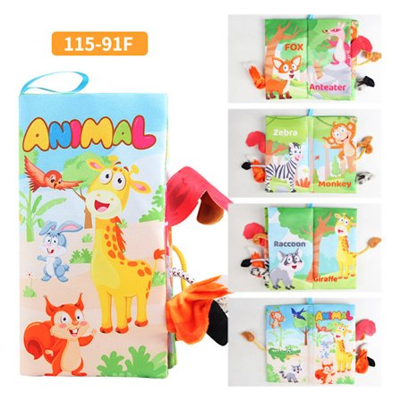 Montessori Leksak - Mjuk Knisterbok med Djur (Giraff)