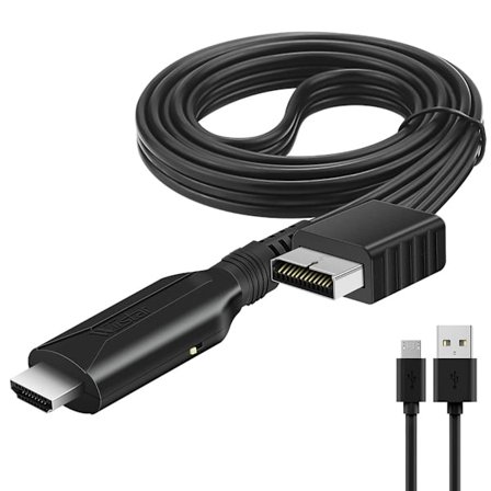 Høykvalitets, helt ny HDMI-kabel for PlayStation 2 & PlayStation 1-konsoll (PS2 & PS1), PS1/PS2 til HDMI-adapter med True RGB Si