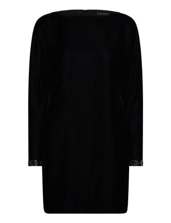 Lauren Ralph Lauren Beaded-Trim Velvet Cocktail Dress - Black - 36