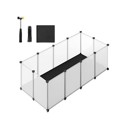 Rootz White Pet Leikkikehä - Koirakotelo - Pentuaita - PP-muovipaneelit - ABS-liittimet - 125cm x 63cm x 42cm - Oxford-kangastyyny 124cm x 65cm