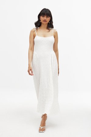 NA-KD Robe mi-longue nouée à bretelles - Robe jersey - Blanc - M