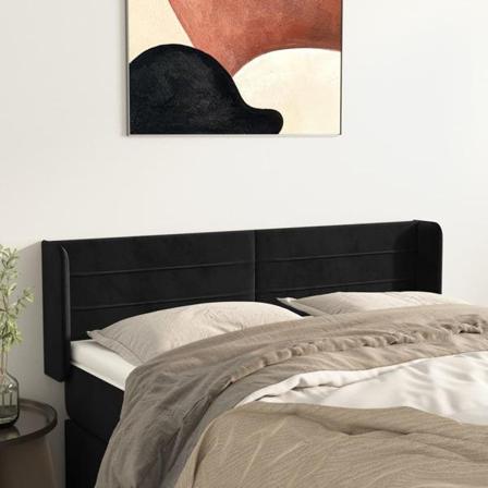 Vidaxl Huvudgavel Med Kanter Svart 147x16x78/88 Cm Sammet Svart