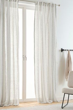 Jotex - Lingardin 2-pakke Grå/naturhvit - YLVA - Kjøp Lingardiner hos Jotex