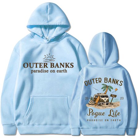 Outer Banks Pogue Life Grafisk Hættetrøje Cross Border Euro Størrelse Efterår/Vinter Hættetrøje Lyseblå 312