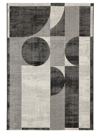 Geometric Large Deco Rug - Black/Off White 240X340