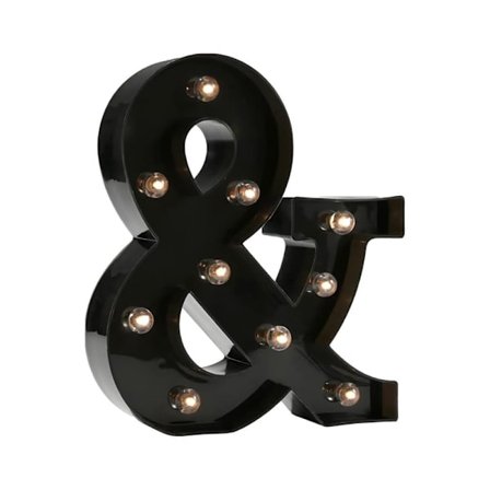 Bokstavlampe - LED-bokstav i svart plast - &...