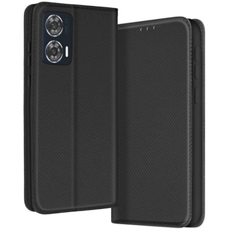 Fodral för Motorola Edge 50 Fusion - AVIZAR - Svart - Veganläder - Kortficka - Stöd