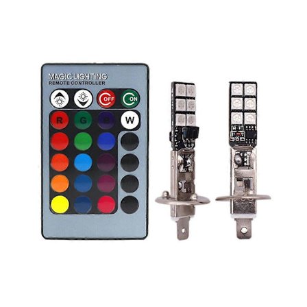 Bilmodifikasjon LED Fargerik Lampe Front Tåkelys H1 12SMD RGB Blits 5050 Bil Anti-tåke Lampe Dekor H1