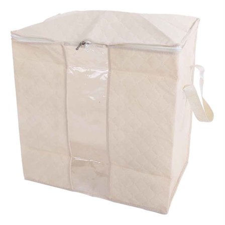Hopfällbar dammtät förvaringsväska för sängkläder, täcken, kläder och leksaker (beige)